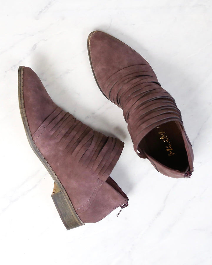 anastasia shredded ankle bootie - PURPLE