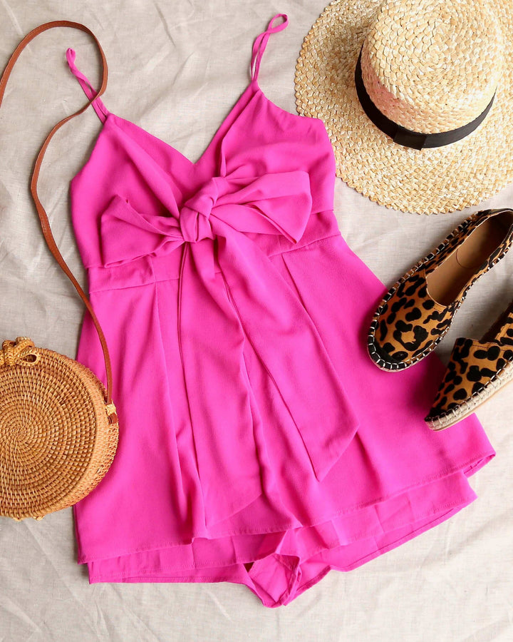 Front Ribbon Tie Spaghetti Strap Romper - More Colors