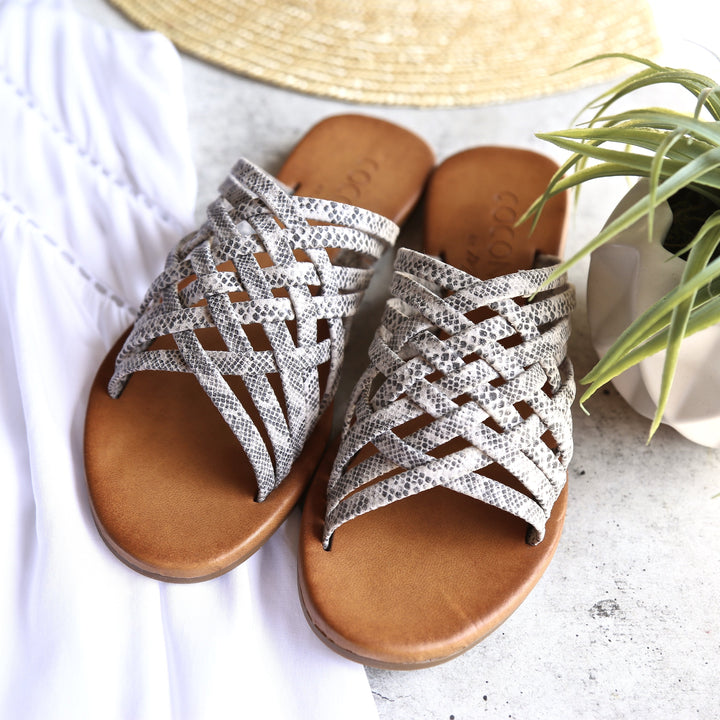 coconuts by matisse - zelda woven slide sandal - grey