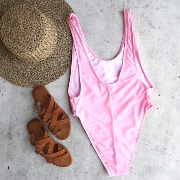 GRL GNG Collection - Bride High Cut Vintage One Piece in Bright Baby Pink