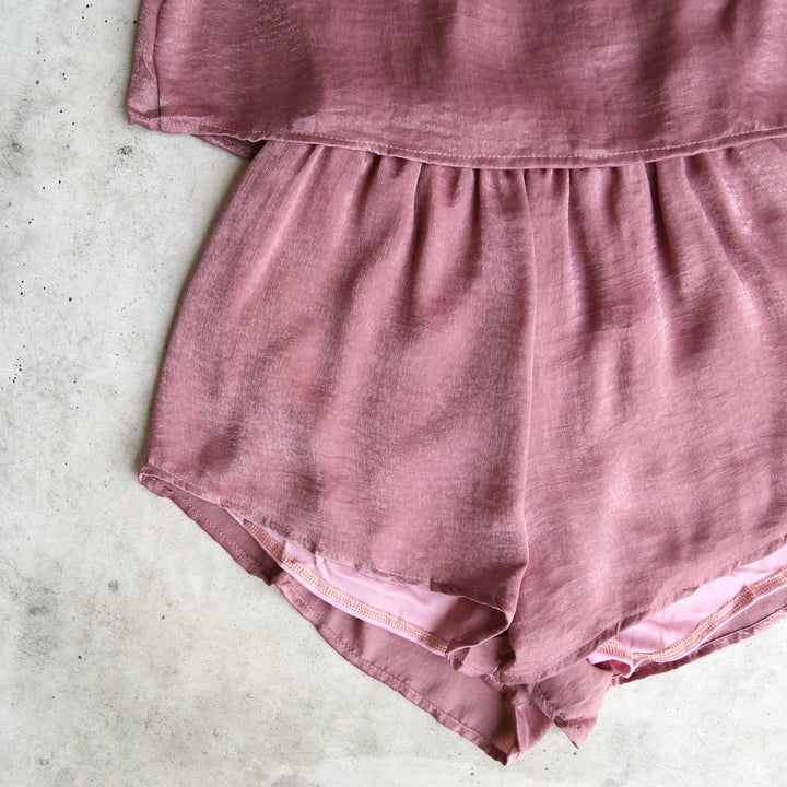Reverse - Your Type Silky Strapless Romper in Mauve