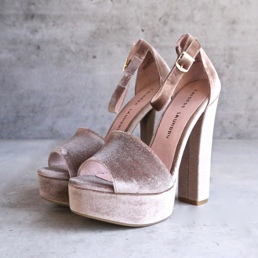 chinese laundry - ace velvet platform heel - dark nude - shophearts - 4