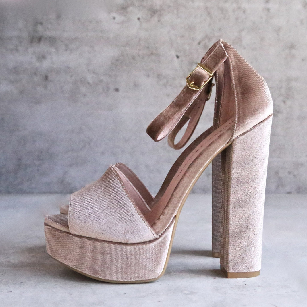 chinese laundry - ace velvet platform heel - dark nude - shophearts - 1