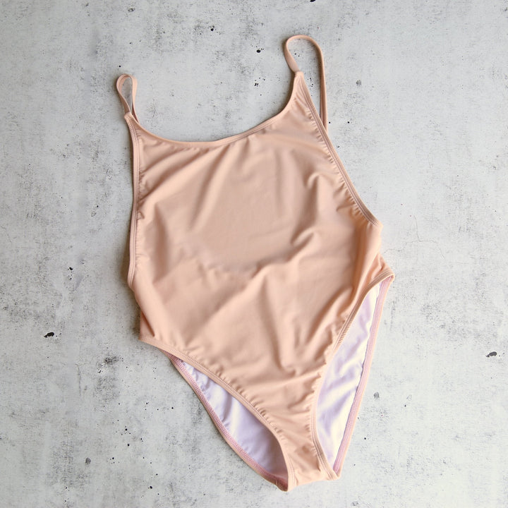 Take A dip High Cut One Piece Swimsuit in Blush