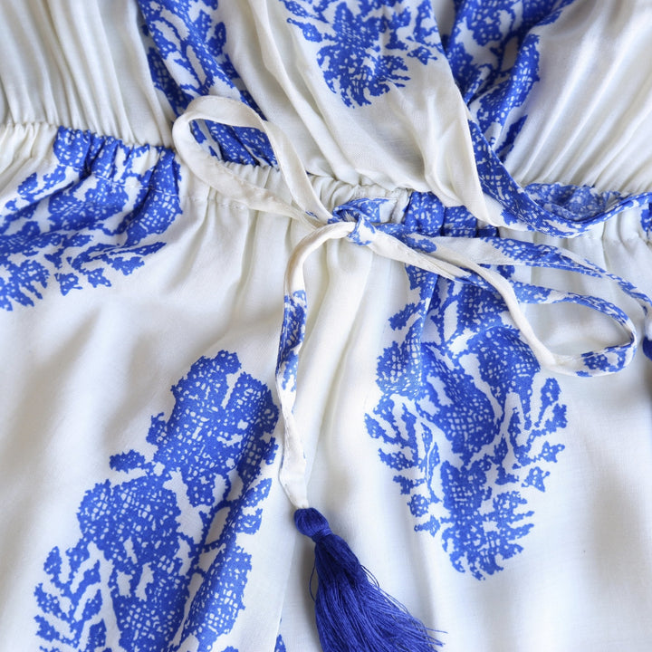 Reverse - Short-Sleeve Boho Print Front Surplice Romper- More Colors
