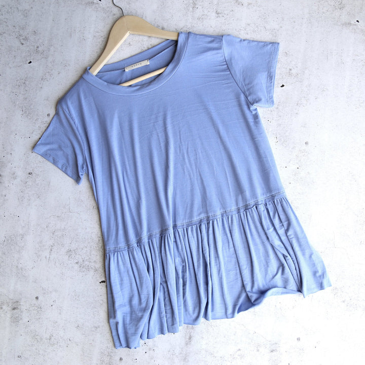 On The Road Peplum Tee in Light Denim