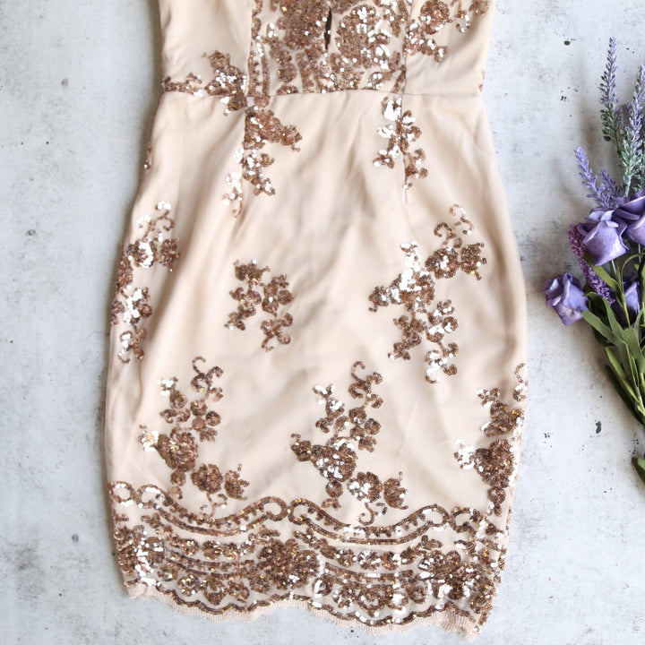 Life of the Party Rose Gold Sequin Bodycon Dress