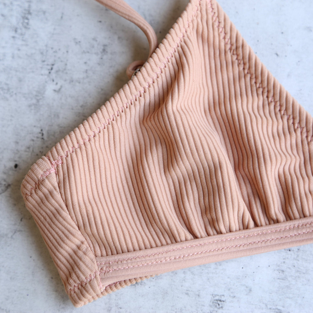 Ribbed Bikini Top in Peach