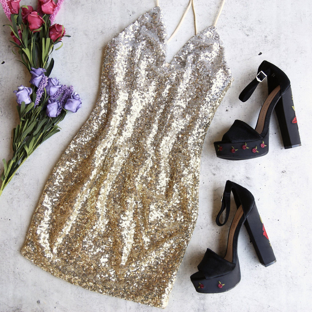 Golden Hour Ombre Sequin Bodycon Dress