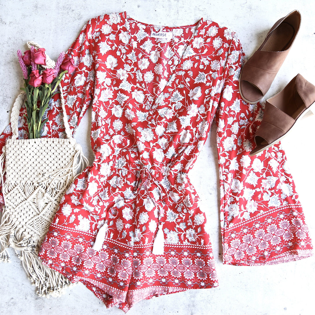 Reverse - Lola Romper in Red/Floral