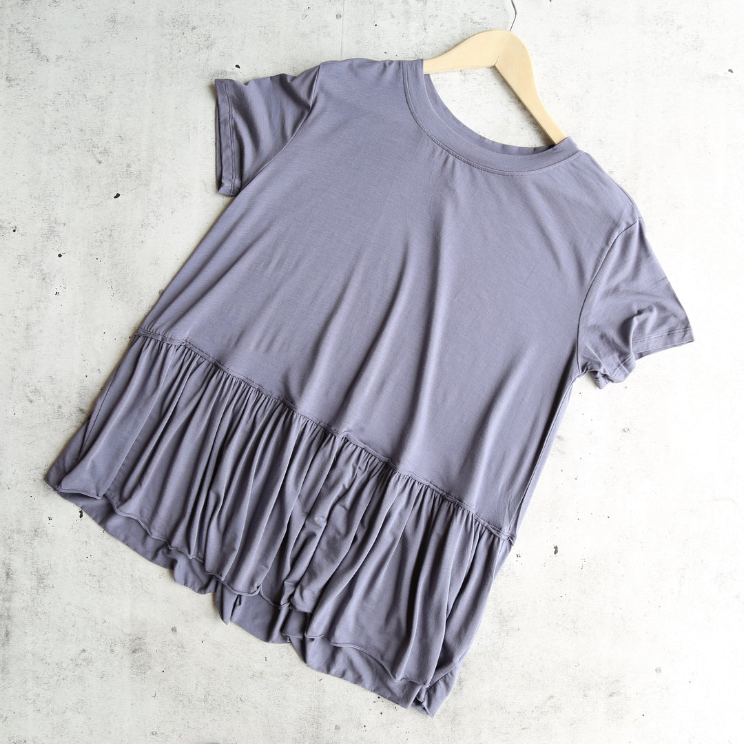 Peplum Crewneck Tee Shirt in More Colors