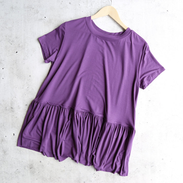 Peplum Crewneck Tee Shirt in More Colors