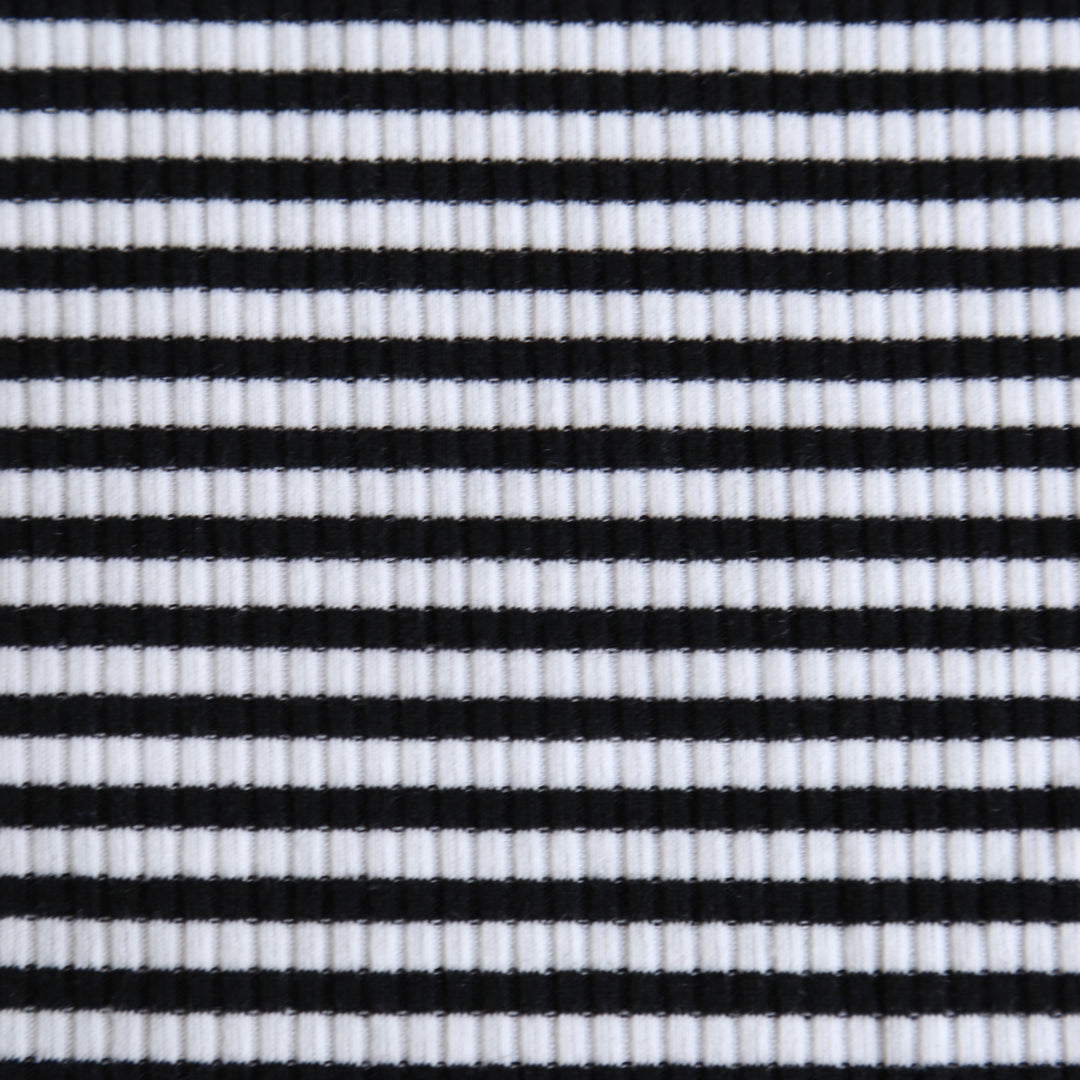 Motel - Memory Ribbed Bodycon Stripe Dress in Black and White