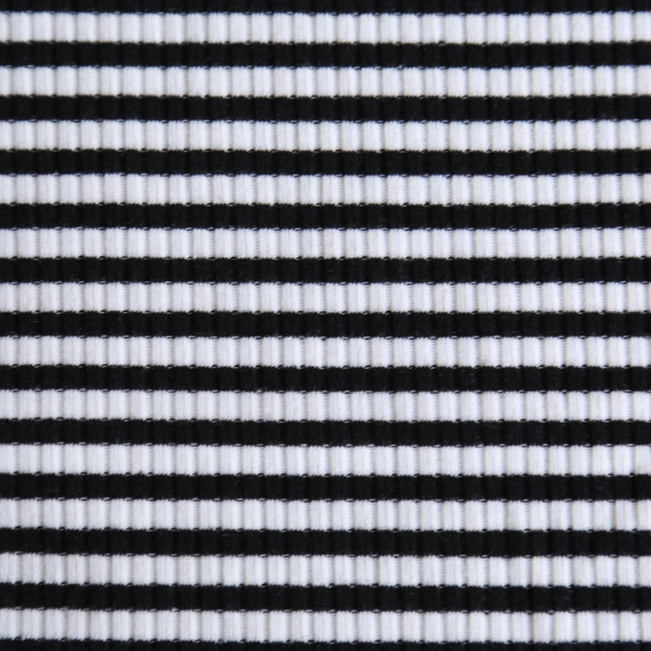 Motel - Memory Ribbed Bodycon Stripe Dress in Black and White