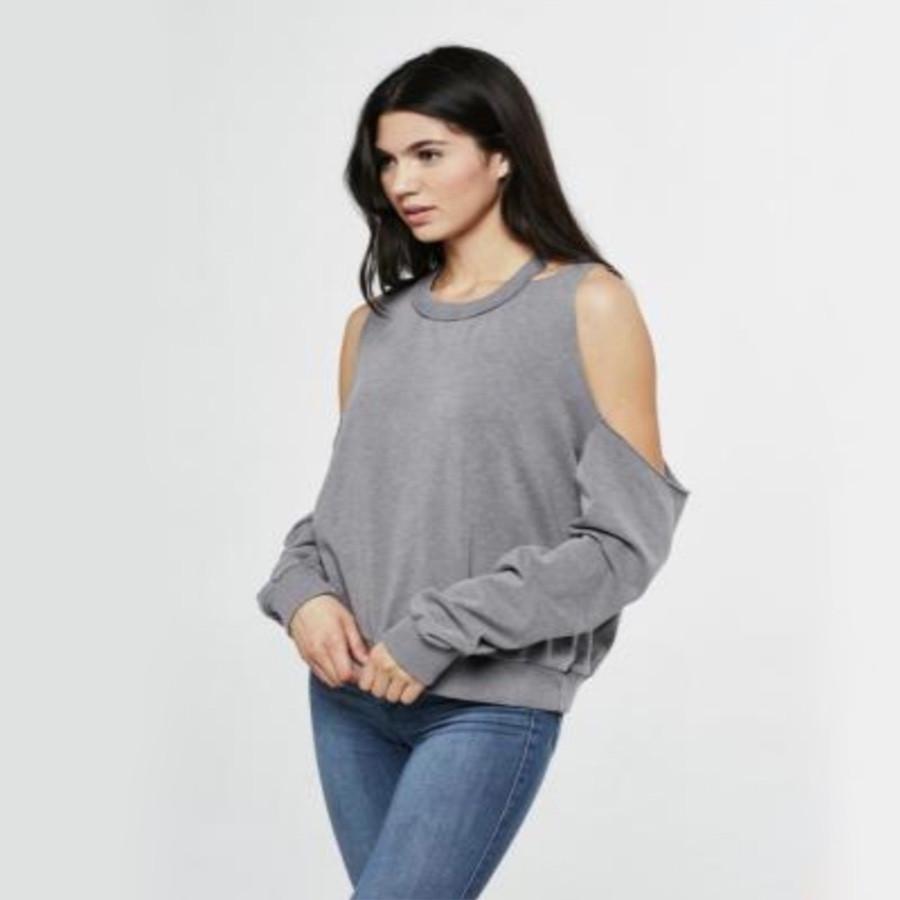 Project Social T - Saguaro Cold Shoulder Sweater in Slate Blue