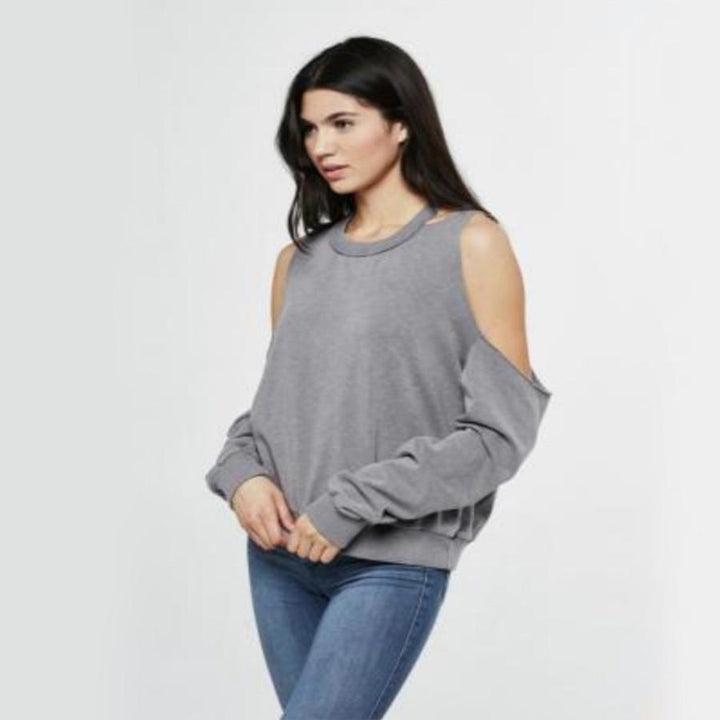 Project Social T - Saguaro Cold Shoulder Sweater in Slate Blue