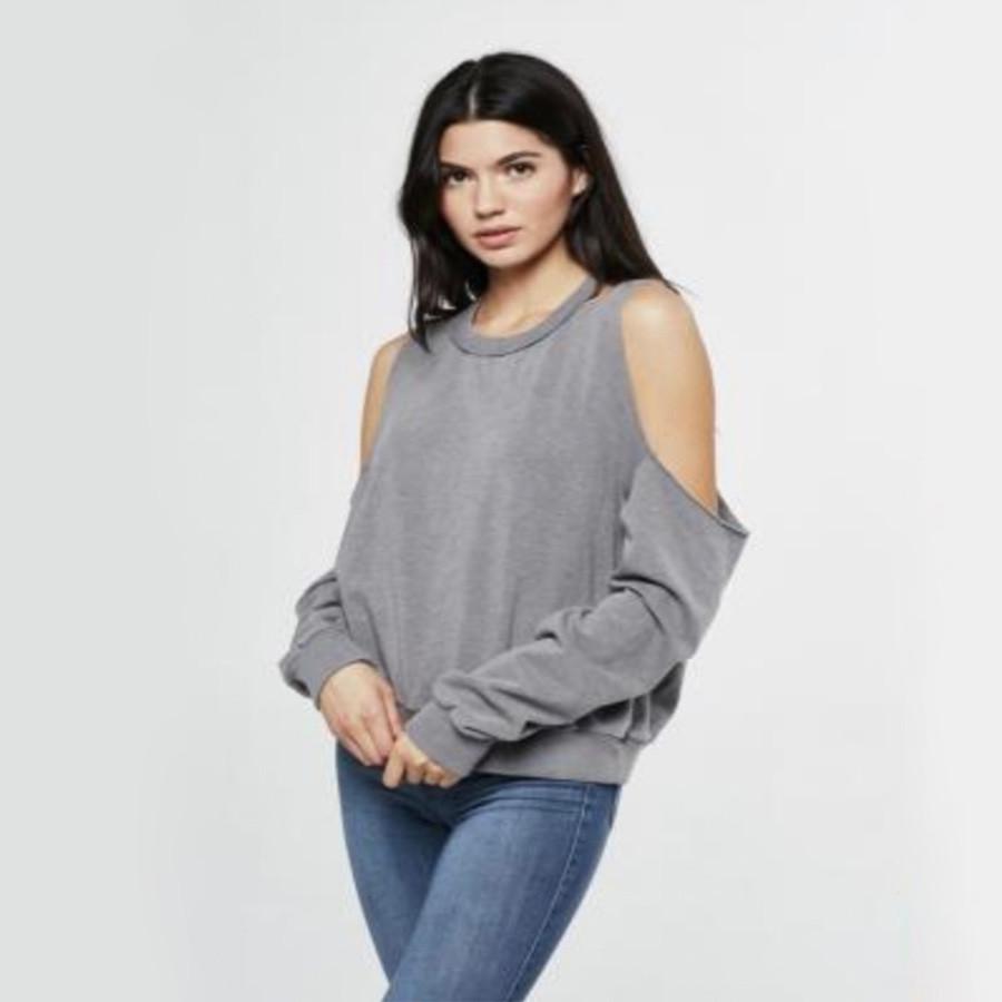 Project Social T - Saguaro Cold Shoulder Sweater in Slate Blue