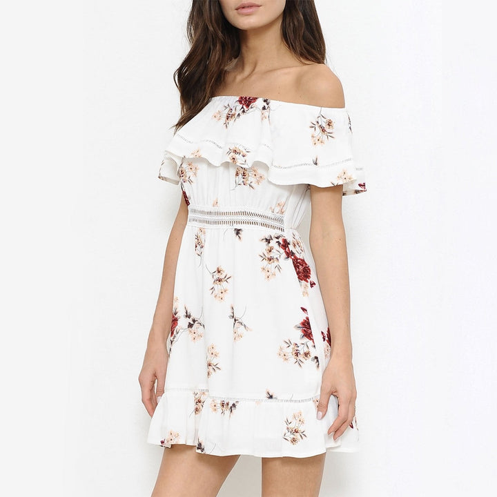 Floral Off the Shoulder Strapless Mini Dress