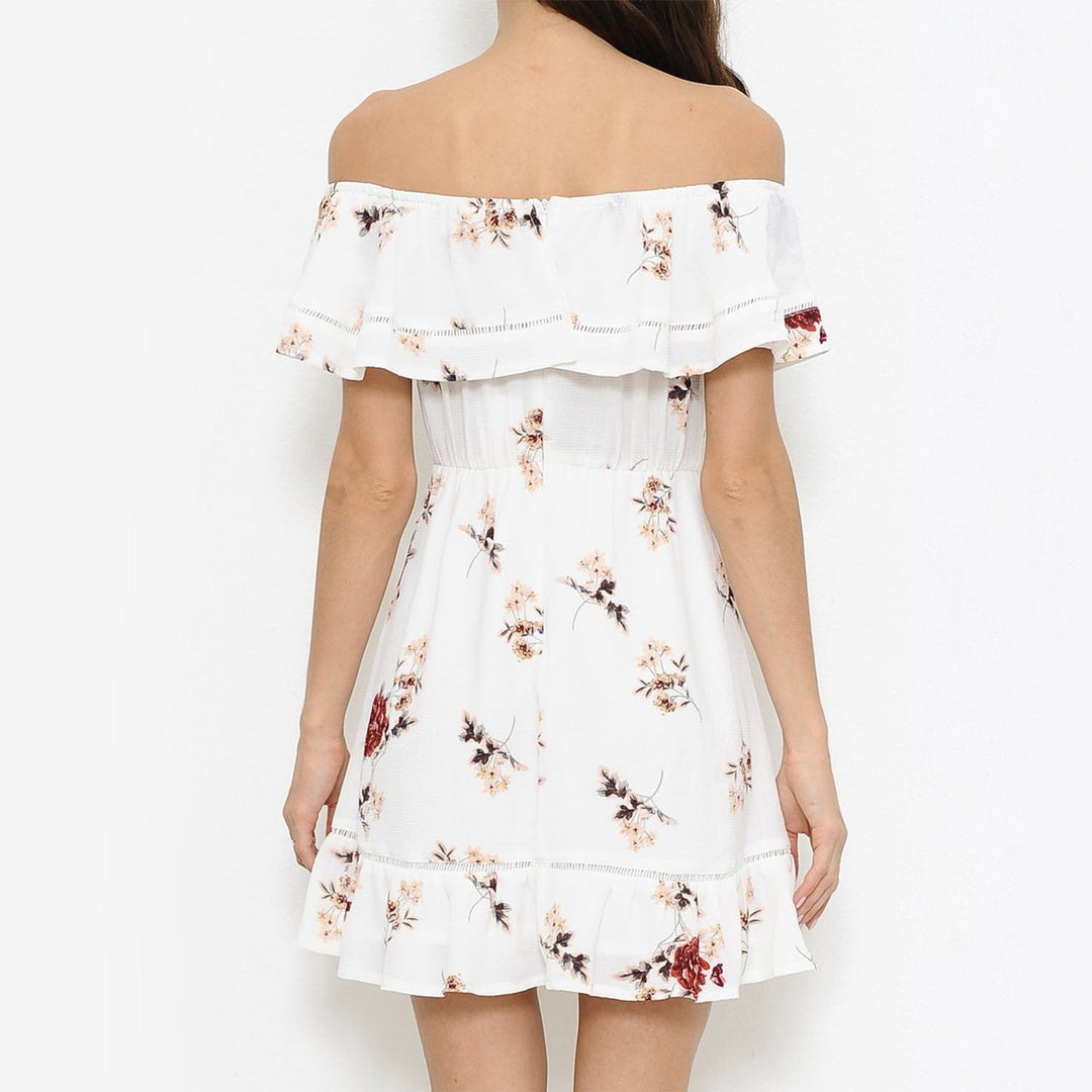 Floral Off the Shoulder Strapless Mini Dress