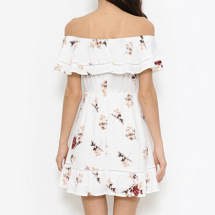 Floral Off the Shoulder Strapless Mini Dress