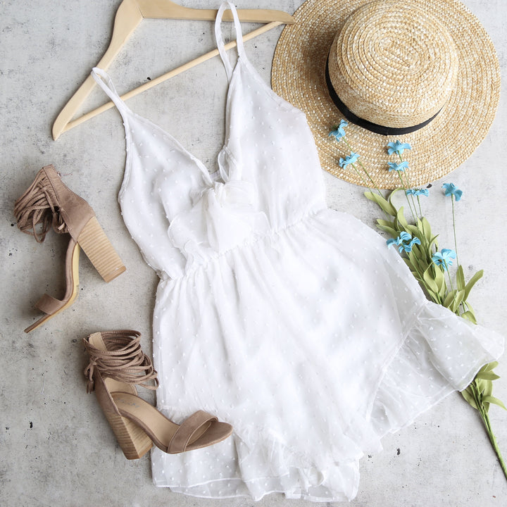 Reverse - Heart & Soul Ruffle Hem Romper in White