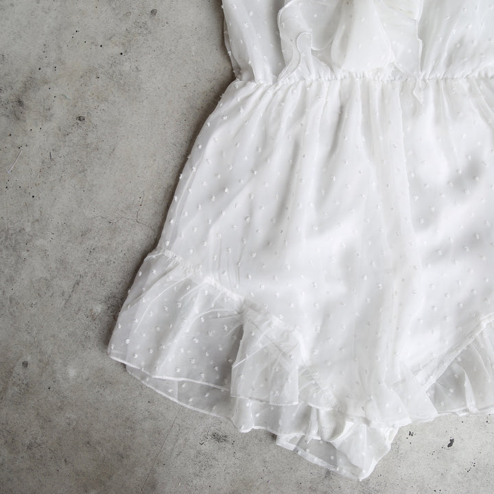 Reverse - Heart & Soul Ruffle Hem Romper in White