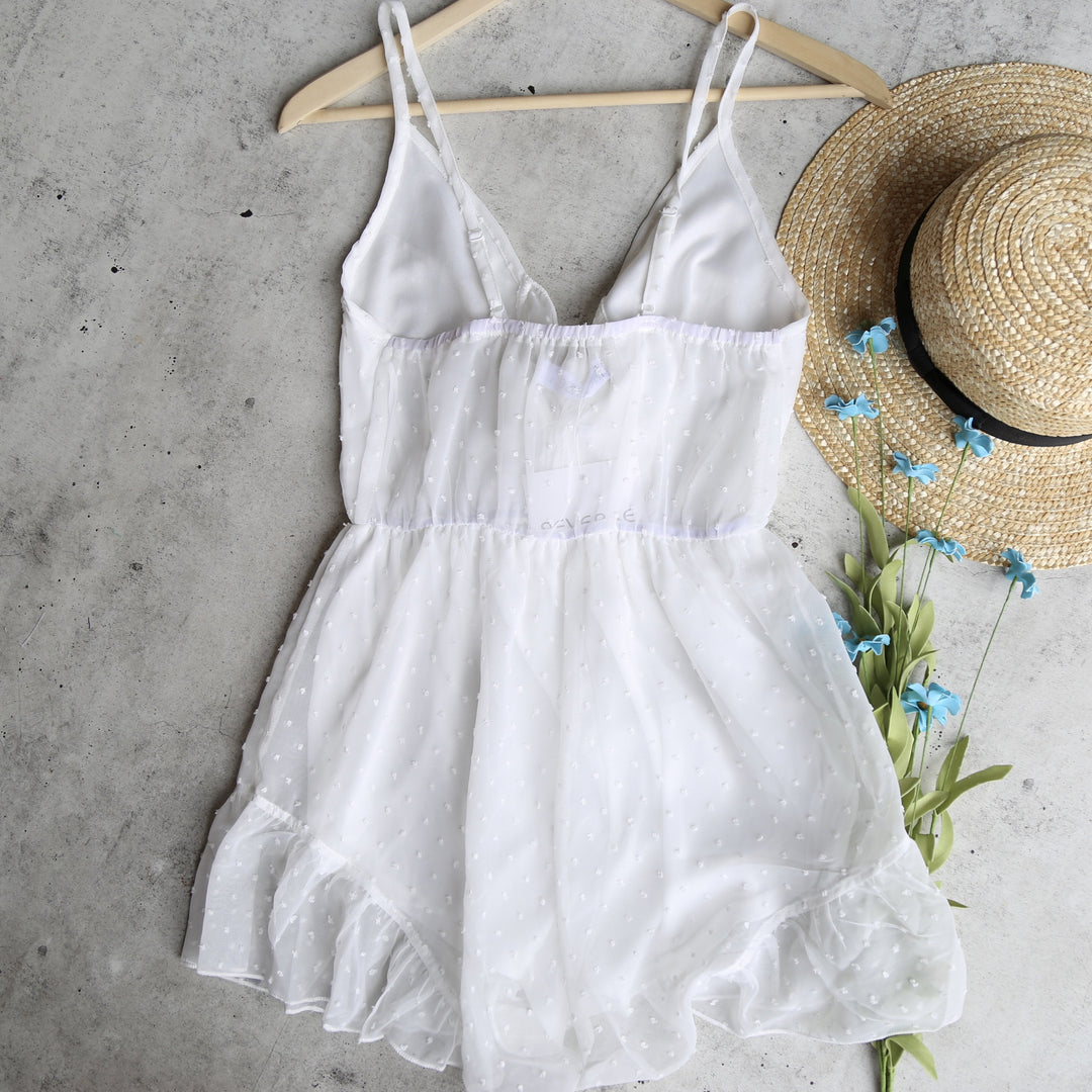 Reverse - Heart & Soul Ruffle Hem Romper in White