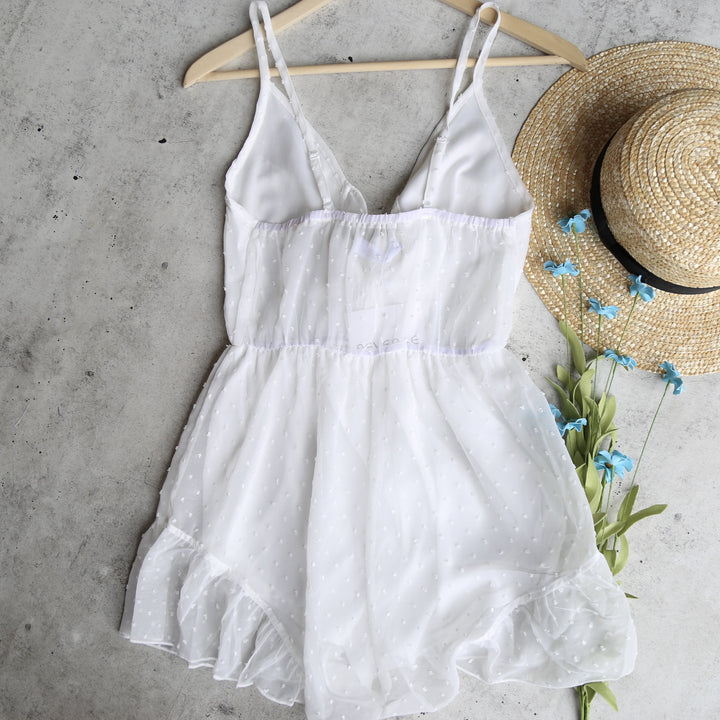 Reverse - Heart & Soul Ruffle Hem Romper in White