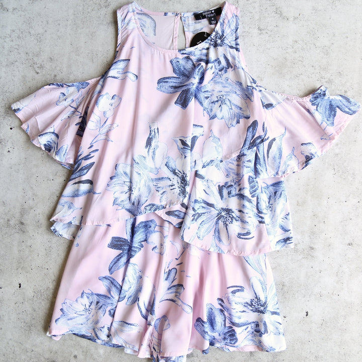 Final Sale - Paper Hearts - Clear Skies Ahead Floral Romper - Pink