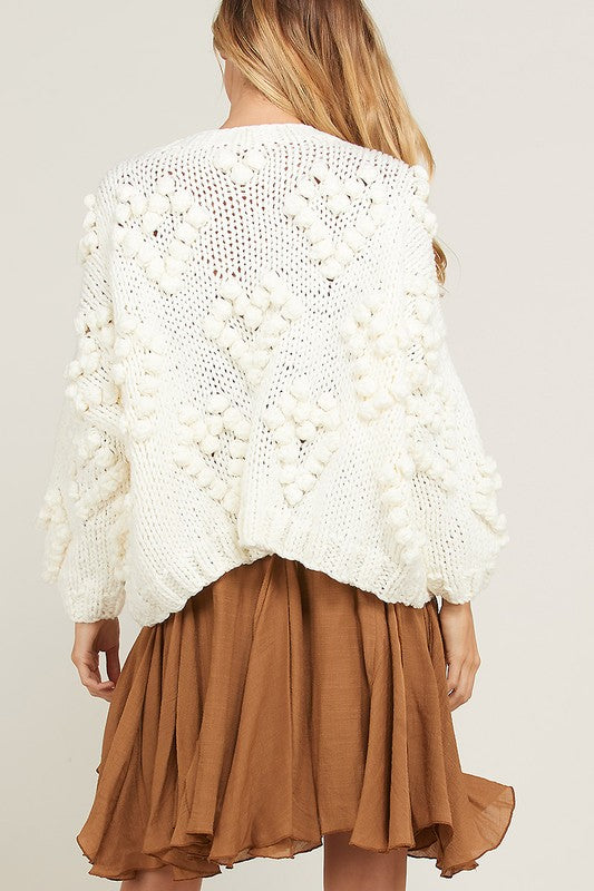 Heart On My Sleeves Handmade Relaxed Open Knit Knitted Sweater in Cream