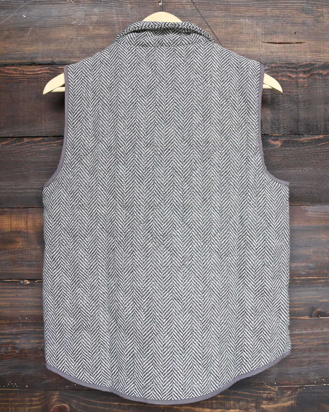 Herringbone Quilted Puffer Vest in Grey