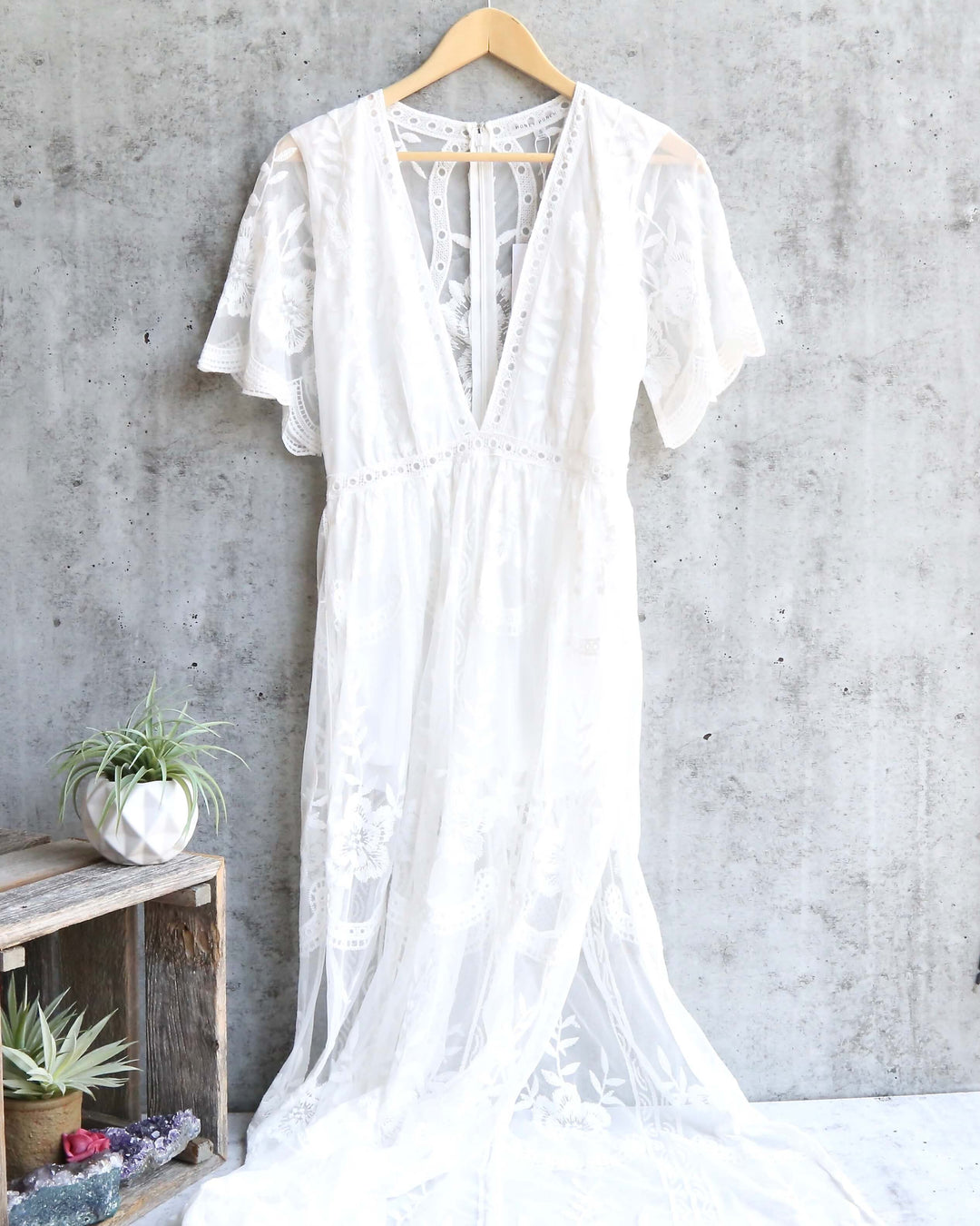Honey Punch - As You Wish Womens Embroidered Lace Maxi Dress in More Colors