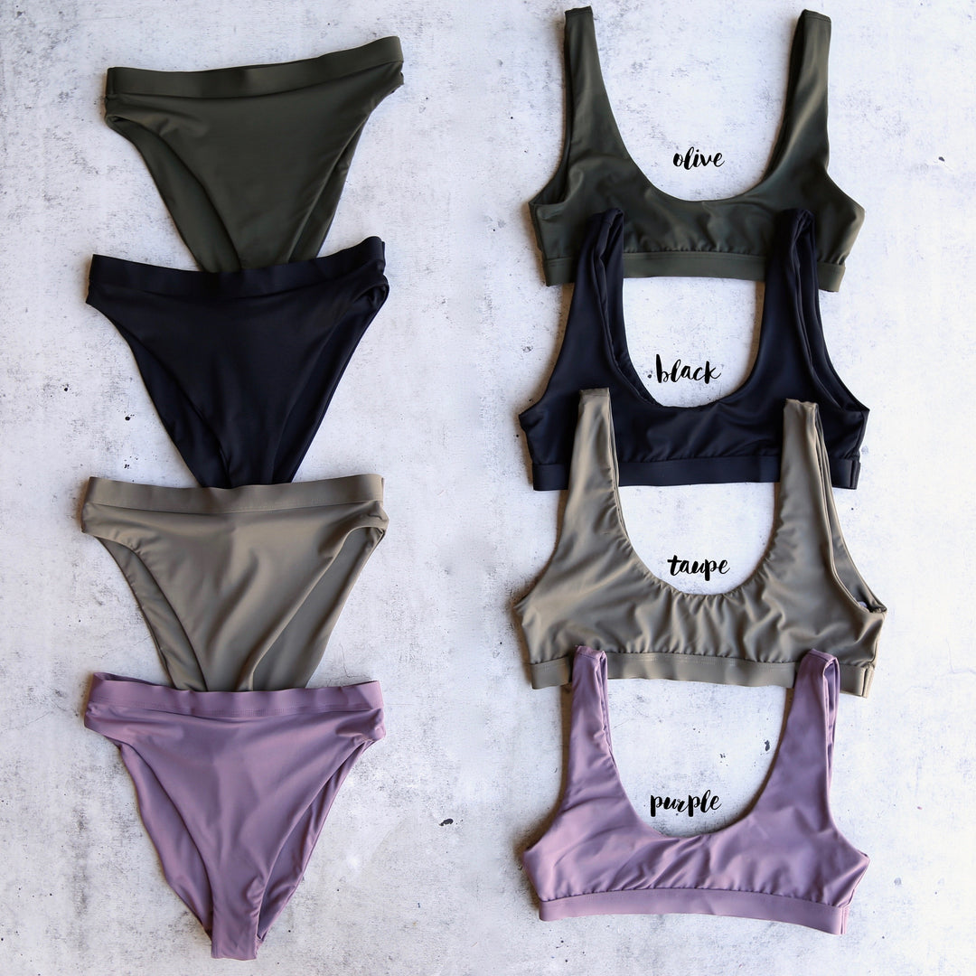 Dippin' Daisy's Sporty Swim Top + Banded High Waist Cheeky Bottom Bikini Separates - More Colors