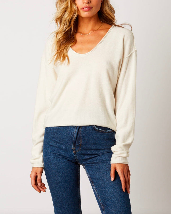 Cotton Candy LA - Lightweight Round Neckline Sweater in Ivory