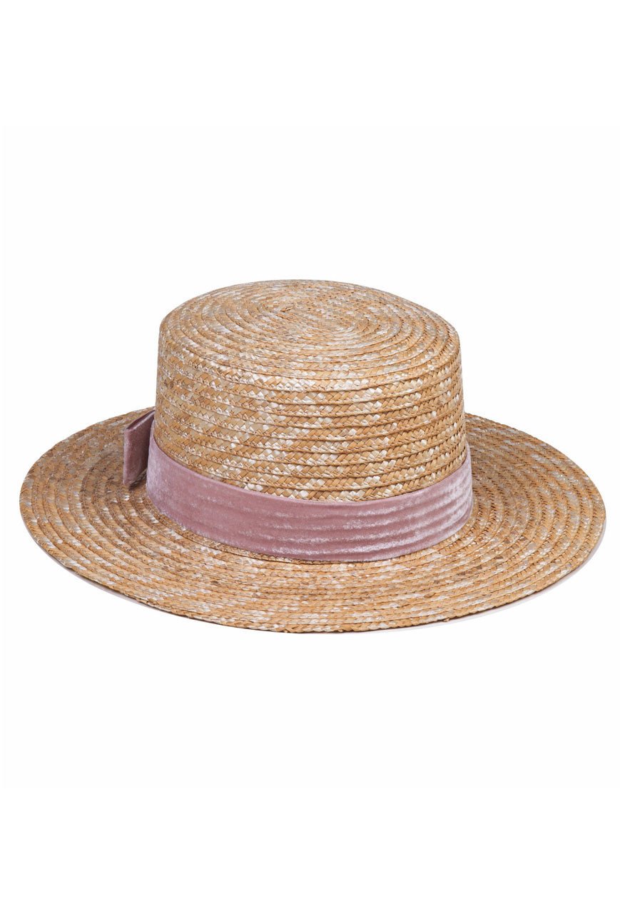 lack of color - pink velour straw hat