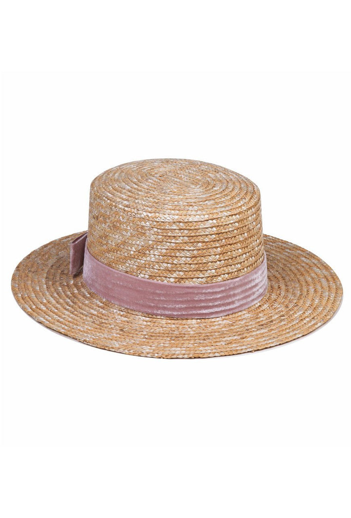 lack of color - pink velour straw hat