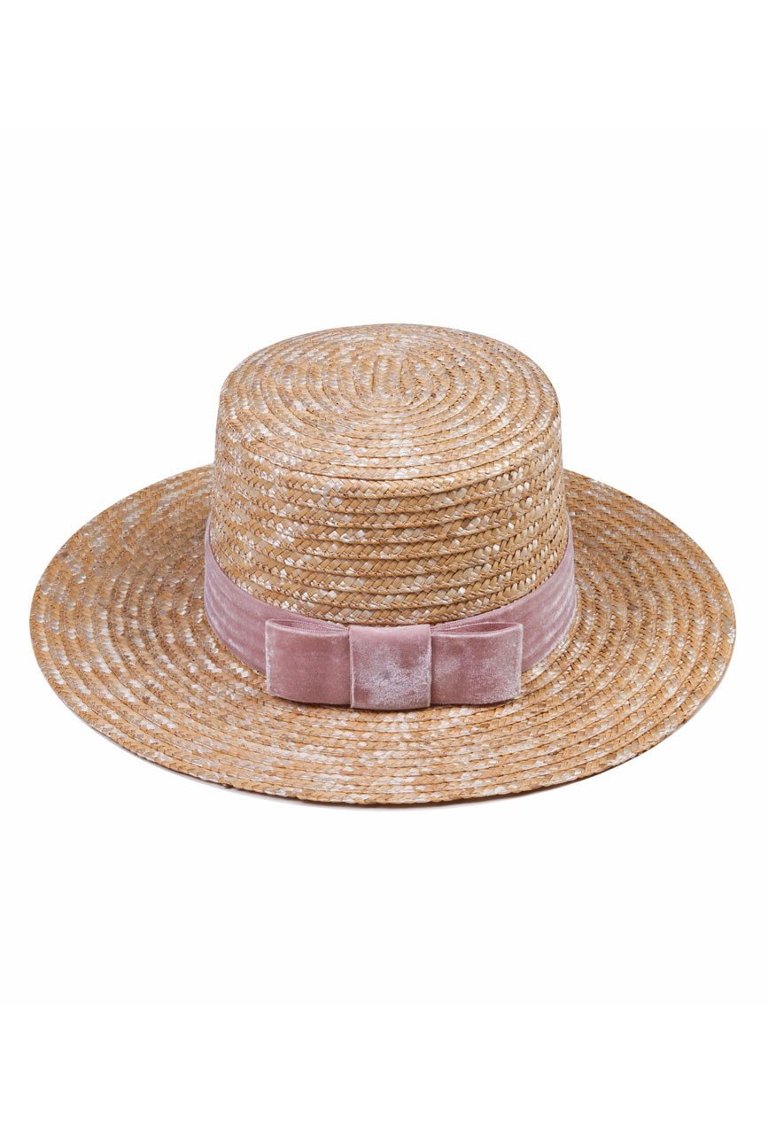 lack of color - pink velour straw hat