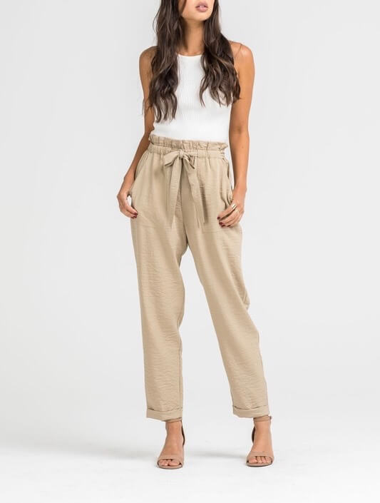 LUSH - Business Casual Linen Pants in Beige