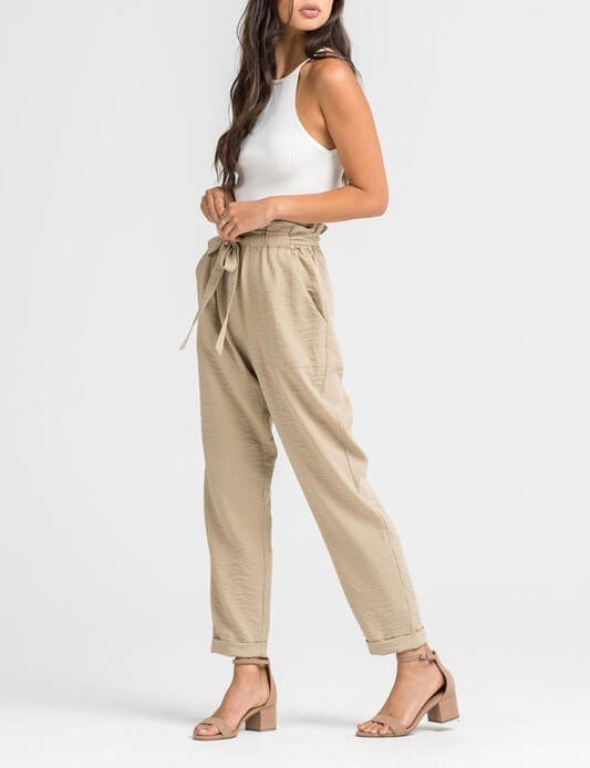 LUSH - Business Casual Linen Pants in Beige