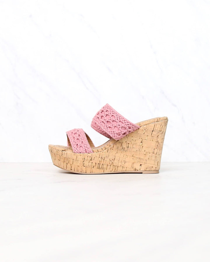 Mademoiselle Crochet Platform Wedges in Ash Rose