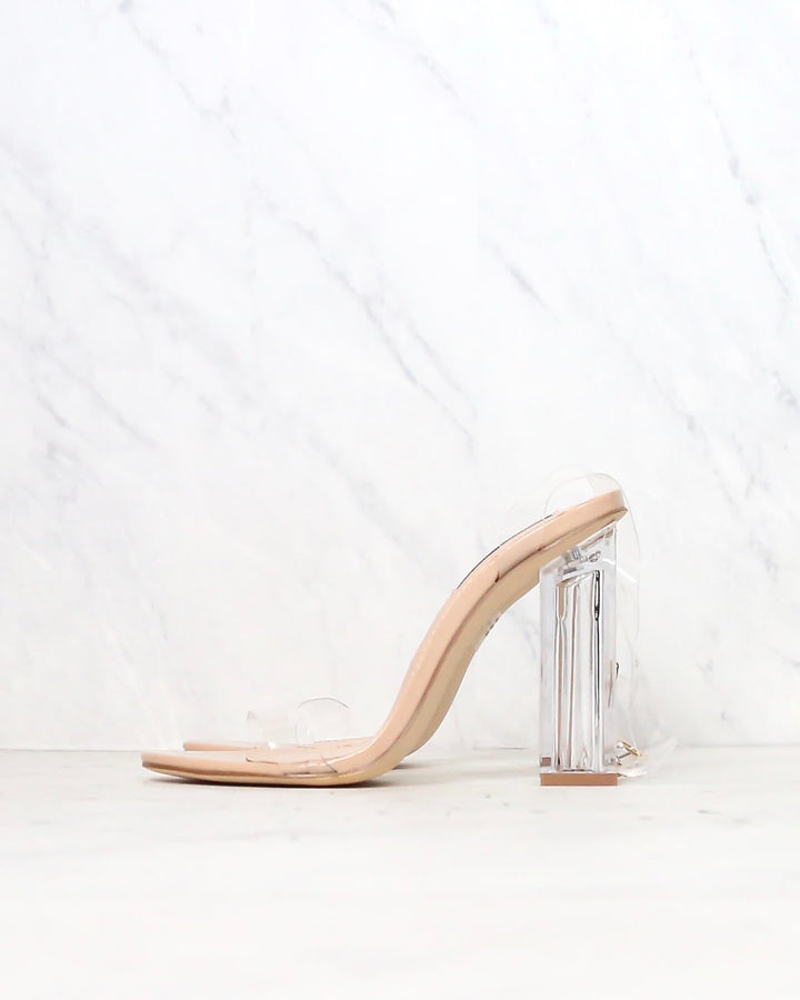Cape Robbin - Transparent Ankle Strap Chunky Block High Heel - More Colors