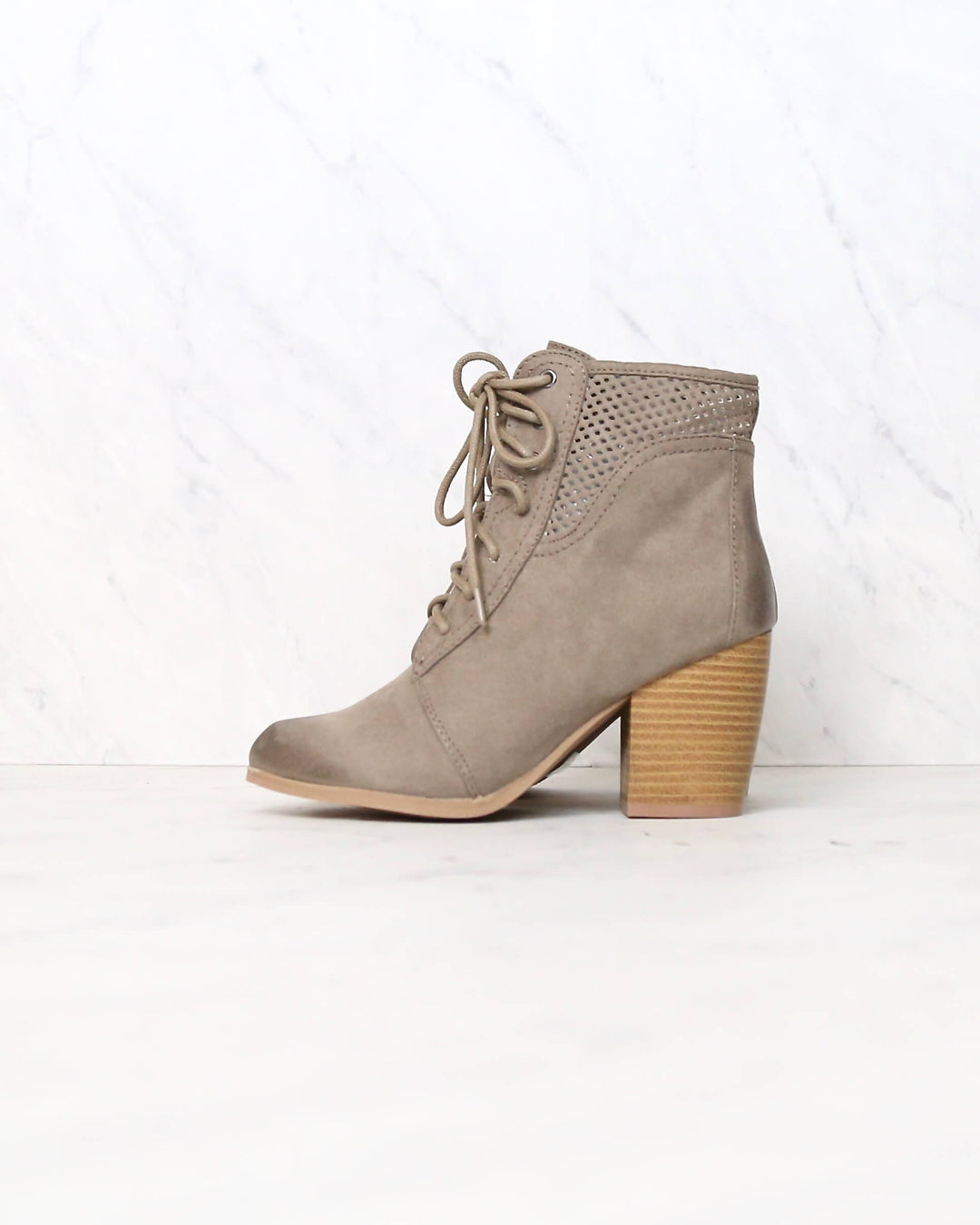 point the way perforated ankle boots in TAUPE