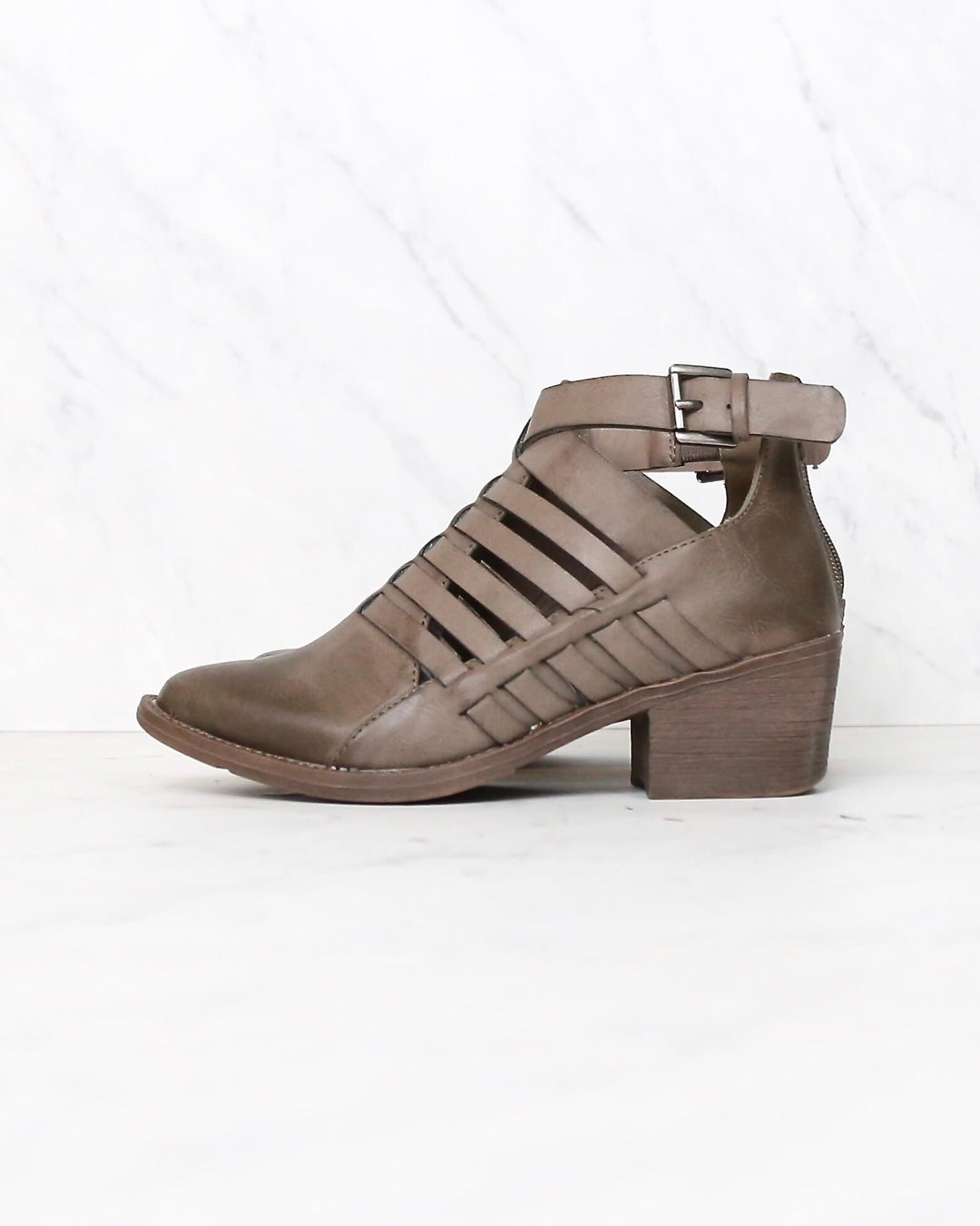 Very Volatile - Mckenna Western Cut Out Buckle Booties in Taupe