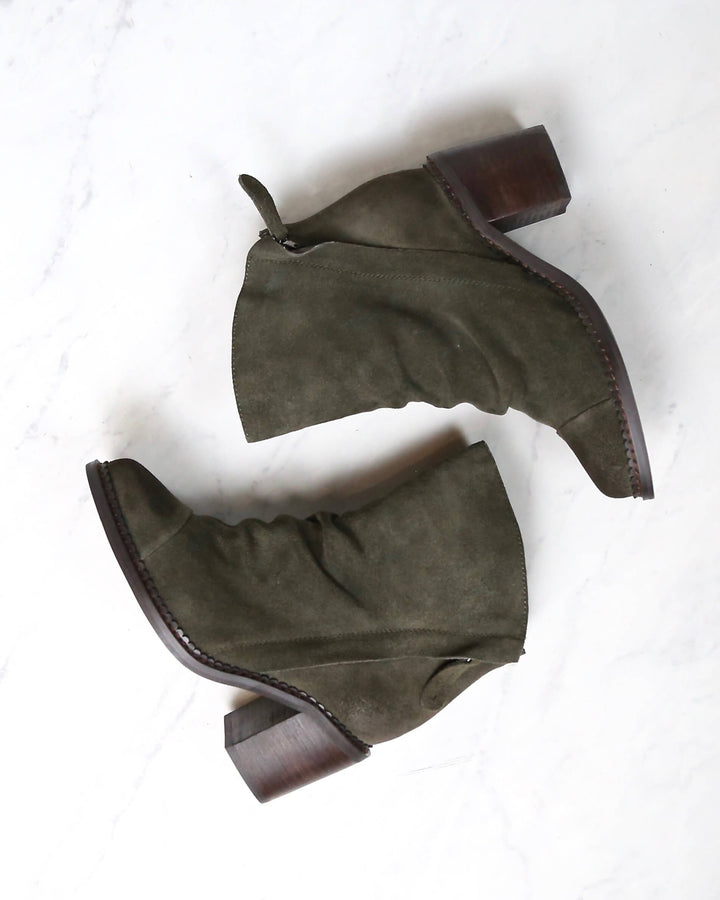 Sbicca - Millie Women's Suede Leather Booties in Green