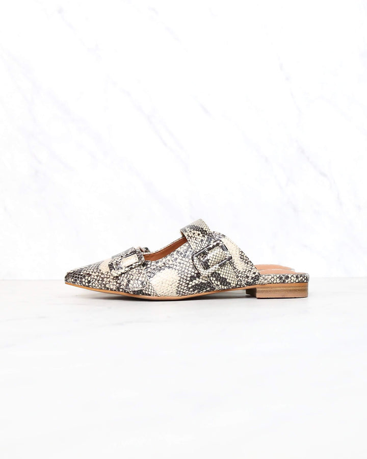 miracle miles (Mi.iM) - hannah pointed toe beige/black snakeskin mule