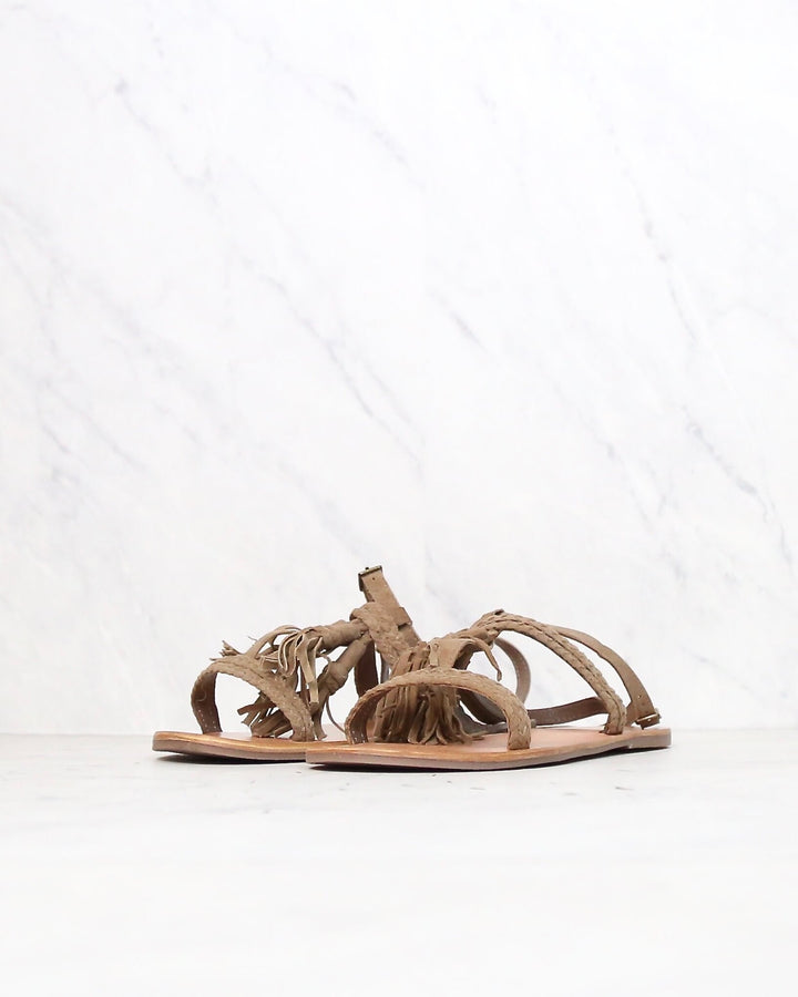 Coolway - Mistic Boho Chic Fringe Suede Sandals