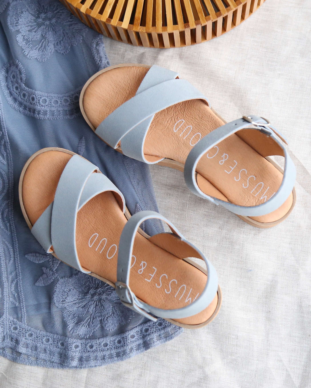 Musse & Cloud - Isabel Sporty Strappy Platform Sandal in Suede Blue Sky