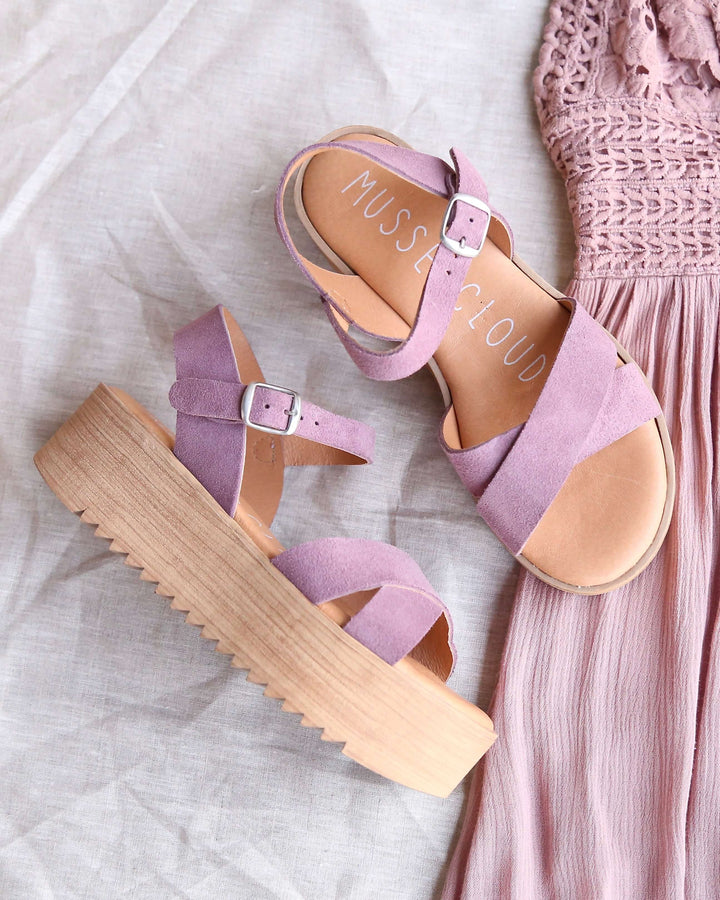 Musse & Cloud - Isabel Sporty Strappy Platform Sandal in Suede Lilac Mauve