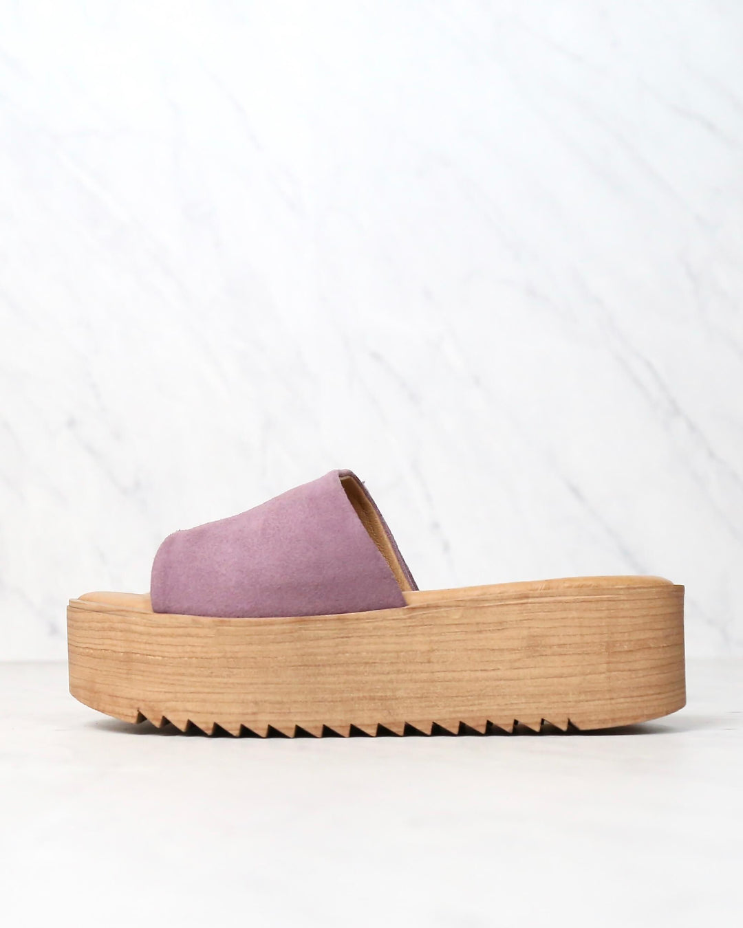 Musse & Cloud - Kendria Platform Slip On Sandal in Suede Leather Lilac Mauve
