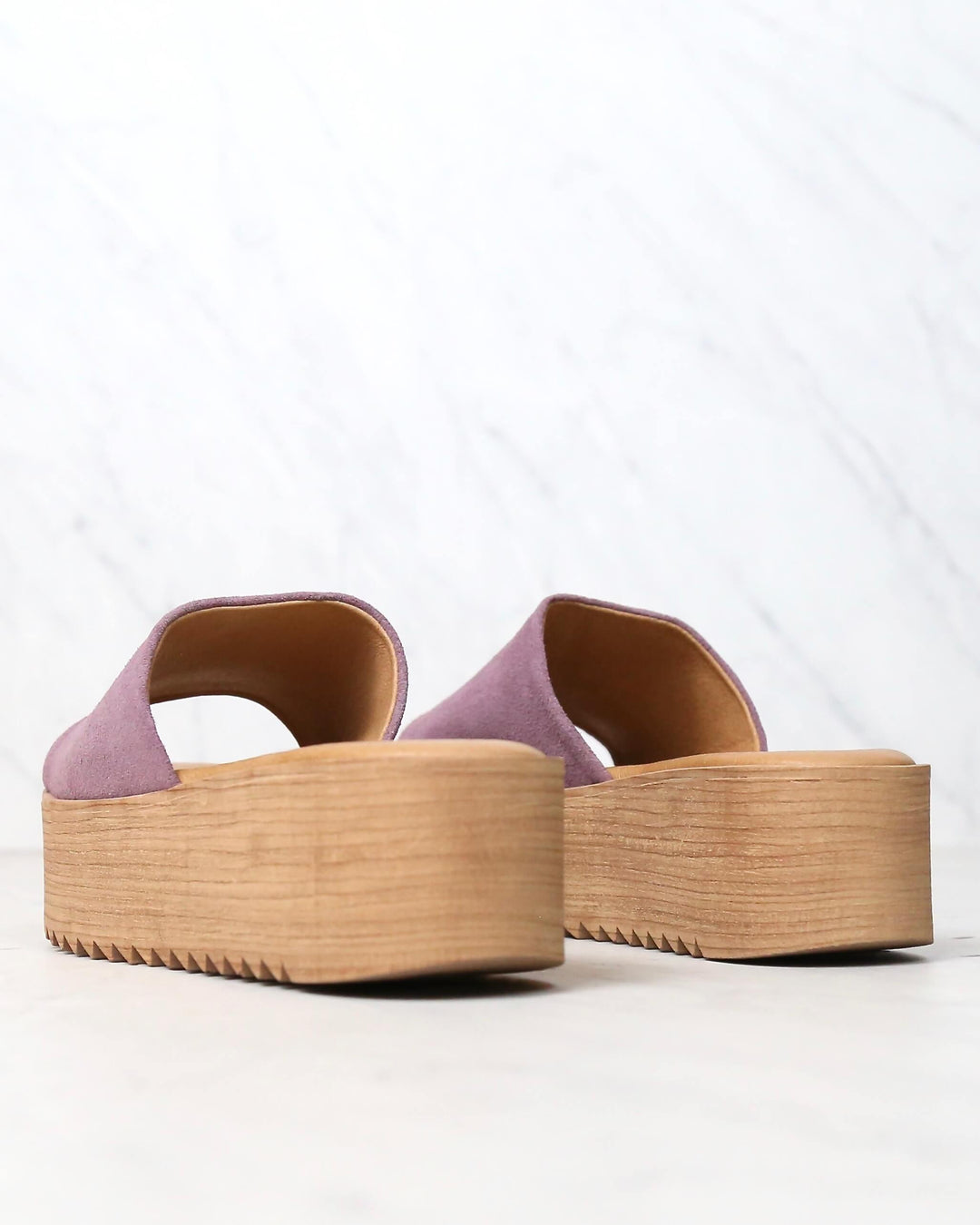 Musse & Cloud - Kendria Platform Slip On Sandal in Suede Leather Lilac Mauve